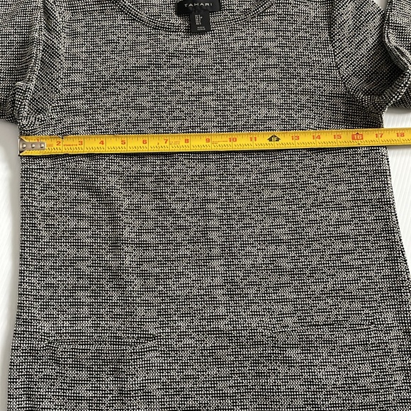 Tahari black, white & gray knit, 3/4 sleeve, shift dress.  Women’s size small - Picture 4 of 10